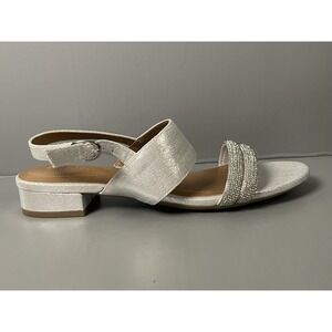 Style&Co. Shoes Womens Size 8.5 Silver Selbiee Slingback Rhinestone Sandals